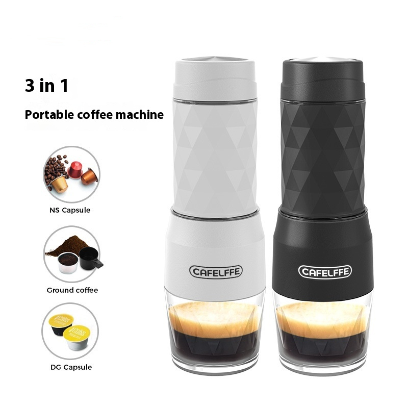 3-in-1 Portable Espresso Maker for Capsules & Ground Coffee