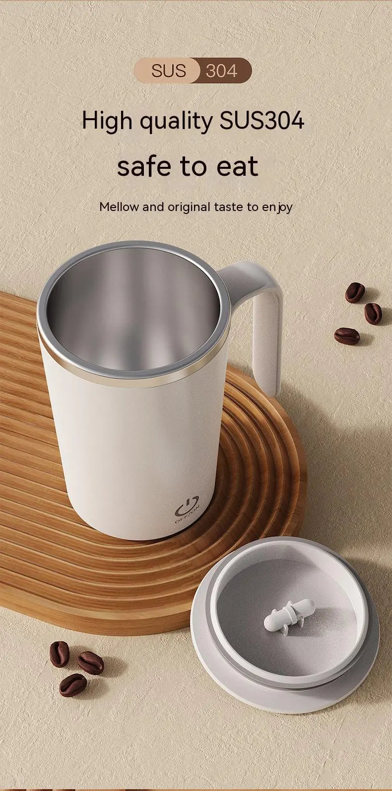 Self-Stirring Coffee Mug with Automatic Mixing