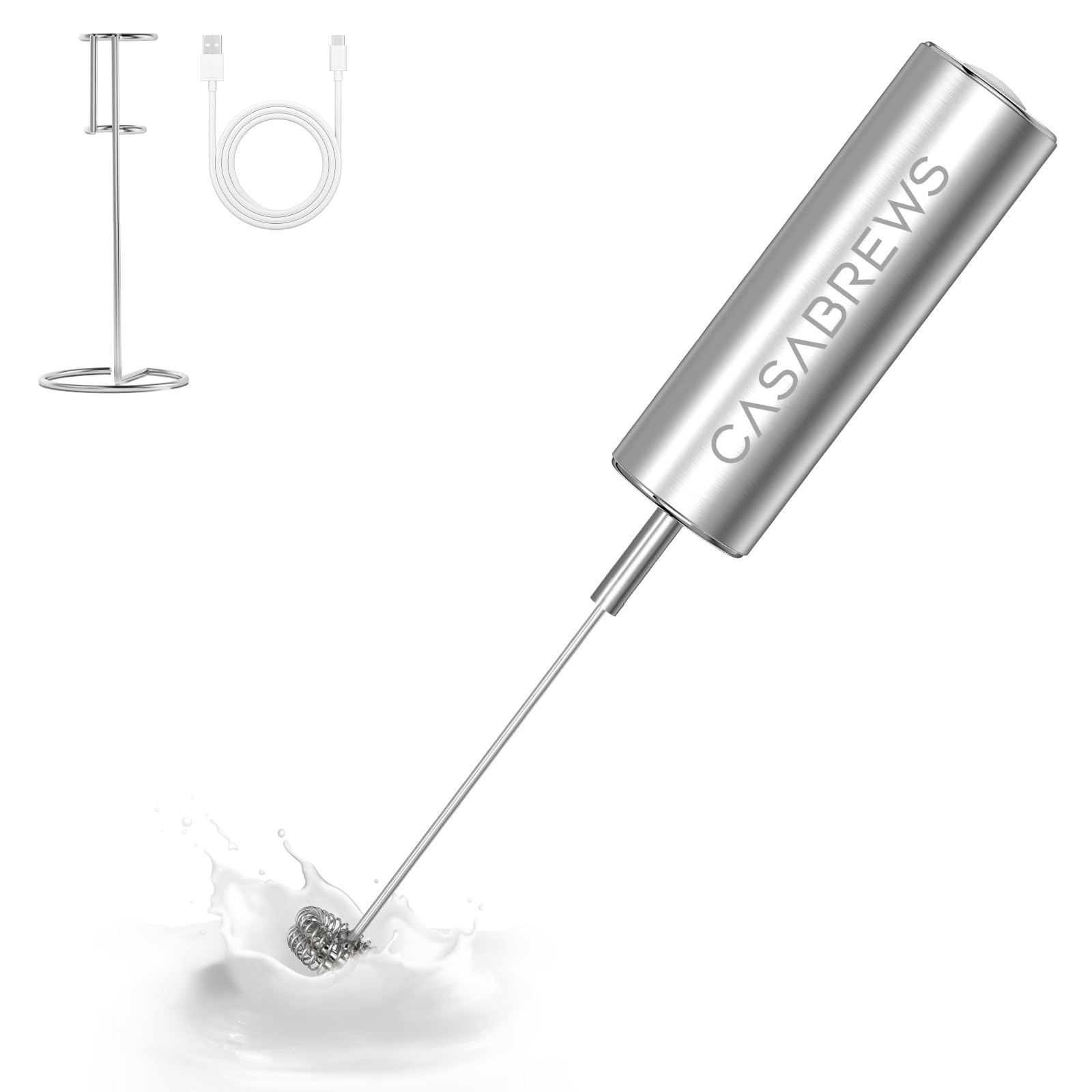 Handheld Stainless Steel Milk Frother Wand for Coffee & Matcha