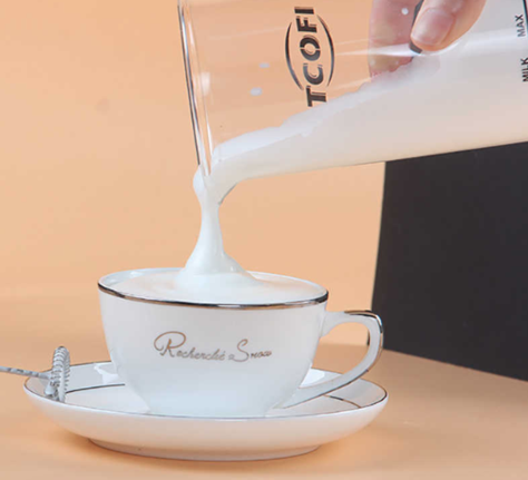 Electric Milk Frother & Self-Stirring Mixing Cup