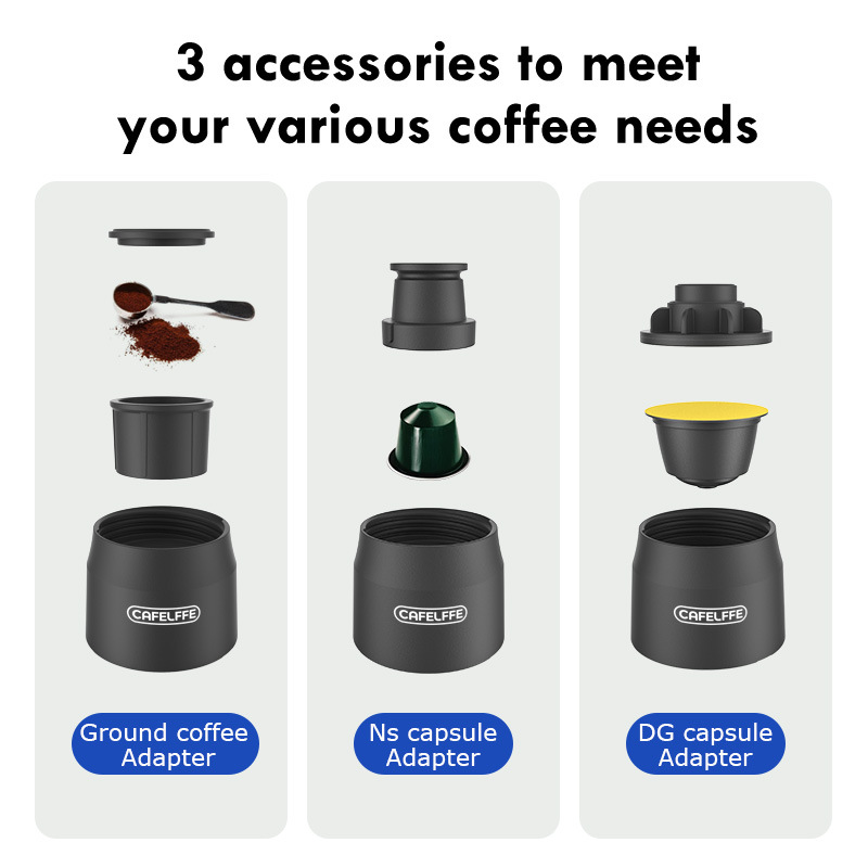 3-in-1 Portable Espresso Maker for Capsules & Ground Coffee